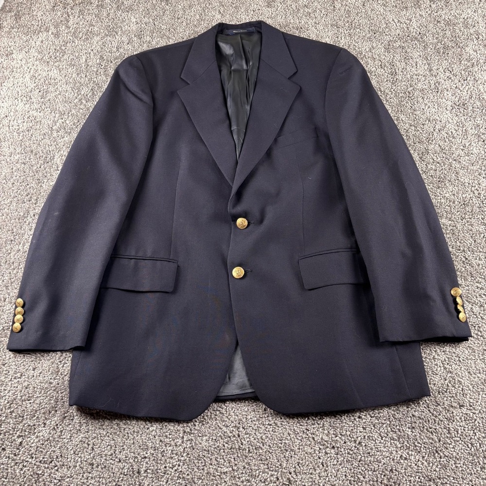 Vintage Chaps Ralph Lauren Blazer Mens 43R Navy Gold Button Boat Captain Jacket